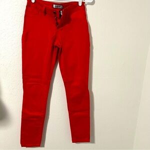 Cello Womens Red Skinny Stretch Jeans Size 7 Cotton Spandex Statement EUC